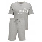 Ensemble de pyjama court Boss 100% coton gris coupe droite à manches courtes et col rond
