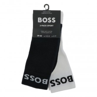 Lot de 2 paires de chaussettes hautes Boss en coton noir et blanc