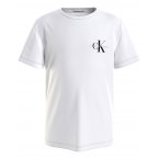 T-shirt Junior Garçon Calvin Klein coton biologique (en partie) droite avec manches courtes et col rond blanc