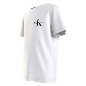 T-shirt col rond Junior Garçon Calvin Klein en coton biologique mélangé blanc