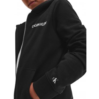 Sweat zippé à capuche Junior Garçon Calvin Klein en coton noir