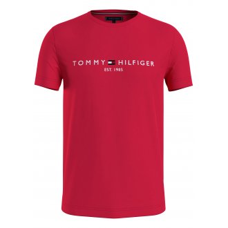 Tee-shirt Tommy H Sportswear en coton biologique rouge coupe droite à col rond 
