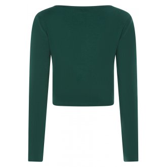 T-shirt Tommy Hilfiger cropped avec manches longues et col V vert