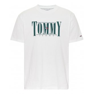 T-shirt col rond Tommy Hilfiger en coton biologique avec manches courtes blanc