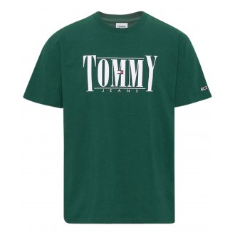 T-shirt col rond Tommy Hilfiger en coton biologique droite avec manches courtes vert
