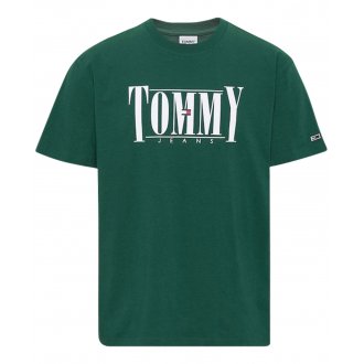T-shirt col rond Tommy Hilfiger en coton biologique droite avec manches courtes vert