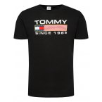 T-shirt col rond Tommy Hilfiger en coton biologique avec manches courtes noir