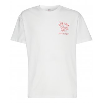 T-shirt droite avec manches courtes et col rond Tommy Hilfiger coton blanc