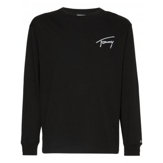 T-shirt manches longues col rond Tommy Hilfiger en coton noir