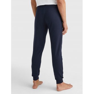 Pantalon de jogging Tommy H. Sportswear en partie en coton recyclé bleu marine à jambes fuselées