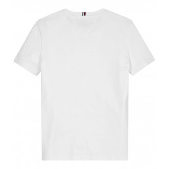 T-shirt Junior Garçon Tommy H Sportswear coton biologique droite avec manches courtes et col rond blanc