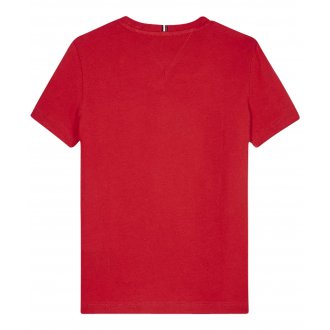 T-shirt Junior Tommy H Sportswear coton biologique rouge droite avec manches courtes et col rond