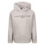 Sweat Junior Tommy H Sportswear coton biologique gris coupe droite avec manches longues et col à capuche