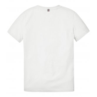 T-shirt Junior Garçon Tommy H Sportswear Boys Basic Cn Knit S/S coton biologique droite avec manches courtes et col rond blanc