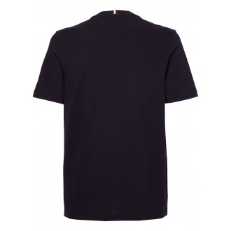 T-shirt col rond Tommy H Sportswear coton droite avec manches courtes bleu marine
