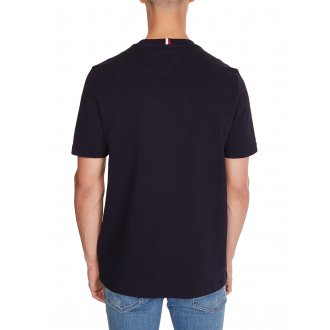 T-shirt col rond Tommy H Sportswear coton droite avec manches courtes bleu marine