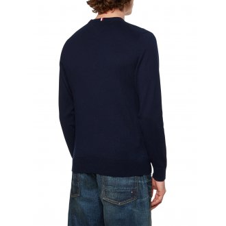 Pull en maille piquée bleu marine Tommy H Sportswear en coton biologique (en partie) 