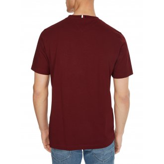 T-shirt col rond Tommy H Sportswear coton biologique (en partie) droite avec manches courtes bordeaux