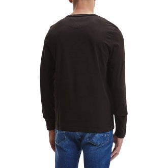 T-shirt Tommy H Sportswear droite avec manches longues et col rond noir