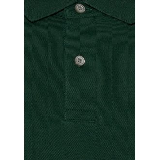 Polo Tommy H Sportswear coton biologique droite avec manches longues et col boutonné sapin maille piquée