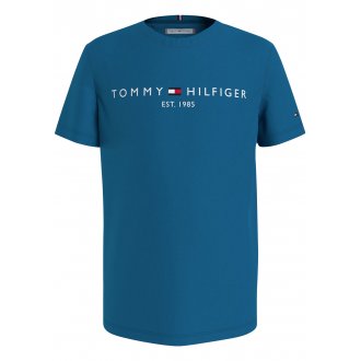 T-shirt col rond Junior Garçon Tommy H Sportswear en coton avec manches courtes pétrole