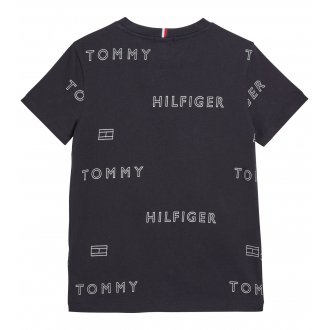 Tee-shirt à col rond et coupe droite Junior Garçon Tommy H Sportswear en coton bleu marine