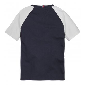 T-shirt Junior Garçon Tommy H Sportswear droit avec manches courtes et col rond coton marine