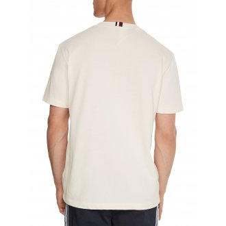 T-shirt droit avec manches courtes et col rond Tommy H Sportswear coton biologique écru