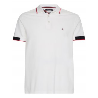 Polo Tommy H Sportswear coton droite avec manches courtes et col boutonné blanc