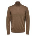 Pull col camionneur Selected en coton taupe