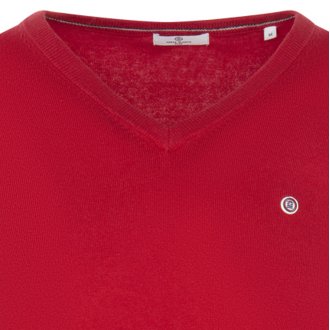 Pull avec manches longues et col v Serge Blanco Play coton rouge