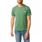 T-shirt col rond Serge Blanco en coton vert à poche plaquée