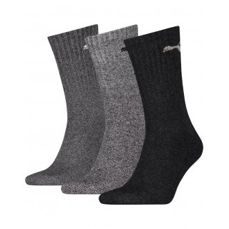 Lot de 3 paires de chaussettes Puma coton mélangé haute gris anthracite