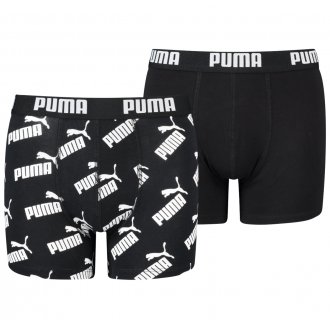 Lot de 2 boxers Junior Garçon Puma en coton noir et logotypé