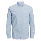 Chemise à col italien et coupe slim Premium Blackpool en coton bleu ciel