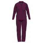 Pyjama Long Tom Tailor droit avec manches longues et col chemise vichy coton rouge