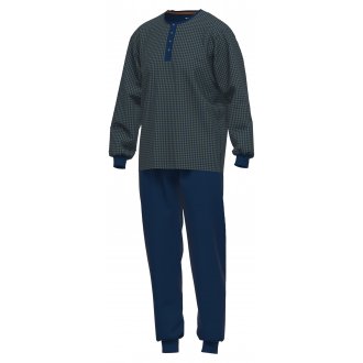 Pyjama Long Tom Tailor droit avec manches longues et col tunisien pied de poule coton multicolore