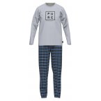 Pyjama Long Tom Tailor droit avec manches longues et col rond tartan coton multicolore
