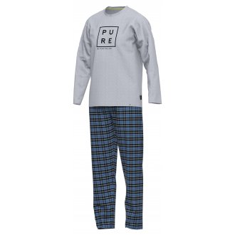 Pyjama Long Tom Tailor droit avec manches longues et col rond tartan coton multicolore