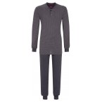 Pyjama long Ringella en coton : tee-shirt manches longues et col tunisien anthracite à pois