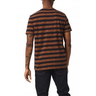 T-shirt Garcia coton à manches courtes et col rond orange rayé
