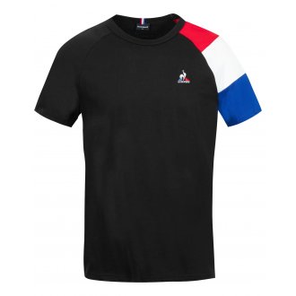 T-shirt Le Coq Sportif en coton avec une coupe droite et un col rond noir