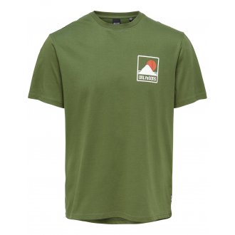 T-shirt Only&Sons coton manches courtes et col rond vert kaki