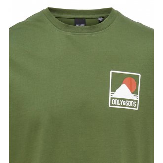 T-shirt Only&Sons coton manches courtes et col rond vert kaki