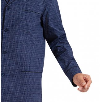 Pyjama long à manches longues et col cubain coupe droite Eminence en coton bleu marine