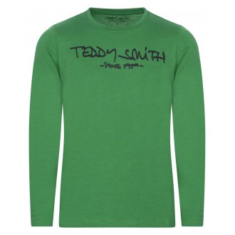 T-shirt Junior Teddy Smith en coton vert avec manches longues et col rond 