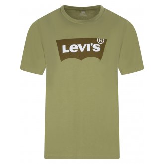 T-shirt Levi's® coupe regular fit en coton kaki imprimé Batwing iconique à col rond côtelé