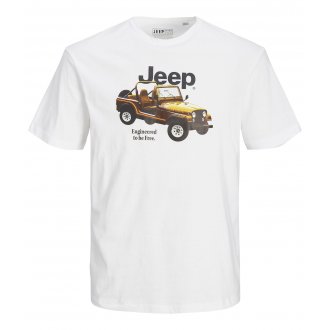 T-shirt à col rond Jack & Jones en coton blanc avec logo JEEP ® floqué