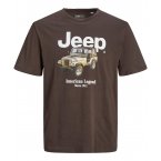 T-shirt à col rond Jack & Jones en coton marron avec logo JEEP ® floqué