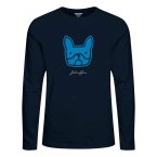T-shirt Junior Garçon à col rond et manches longue Jack & Jones COMRADE en coton bleu marine avec logo chien